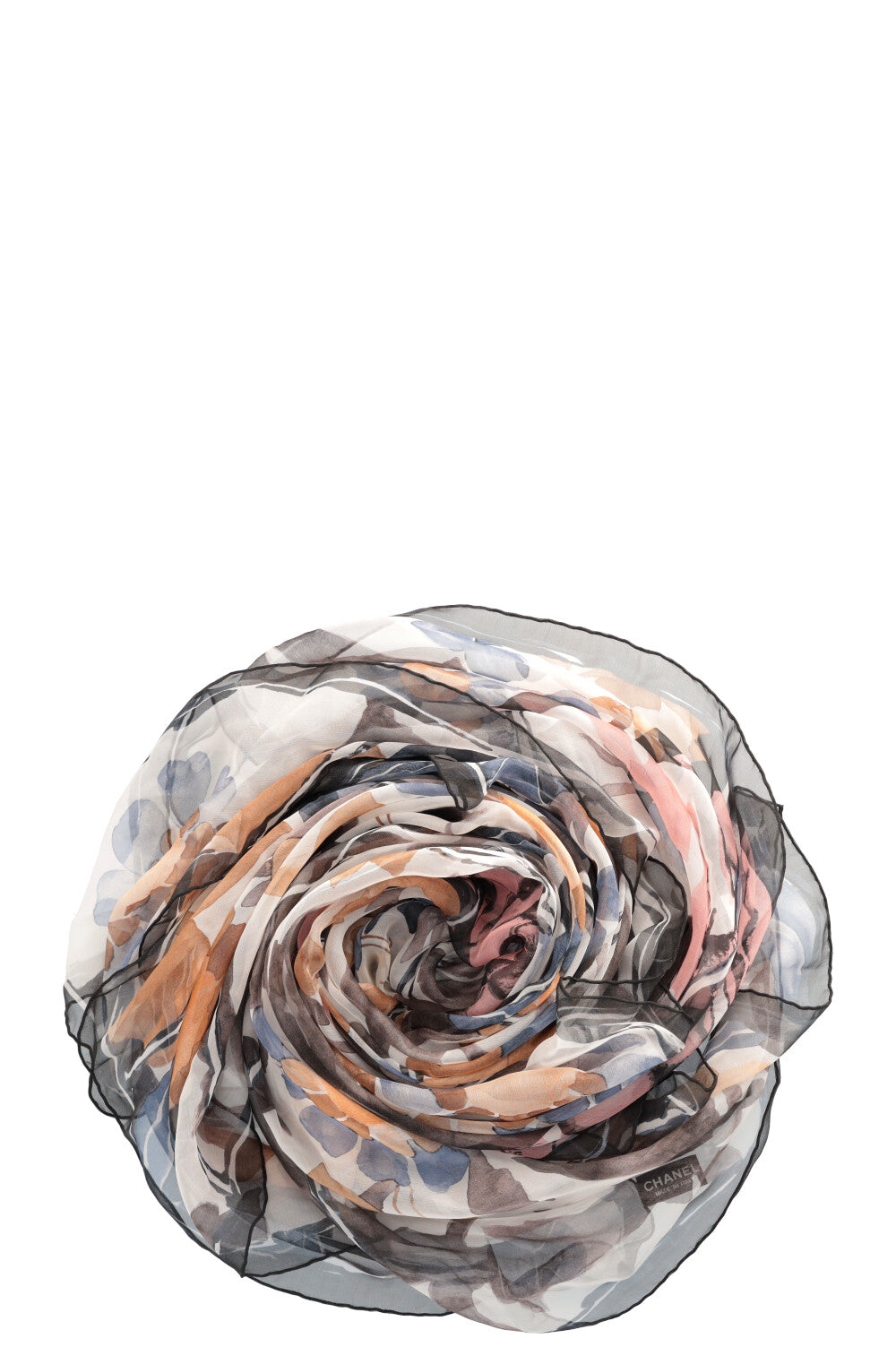 CHANEL Camellia Print Mousseline Scarf