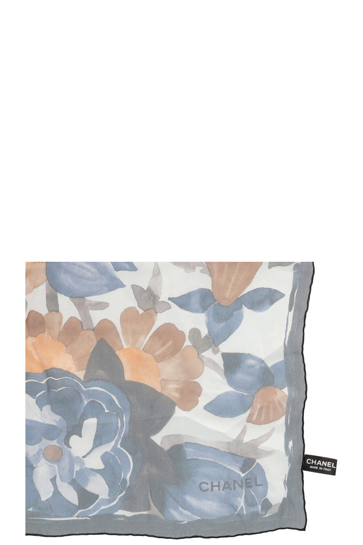 CHANEL Camellia Print Mousseline Scarf