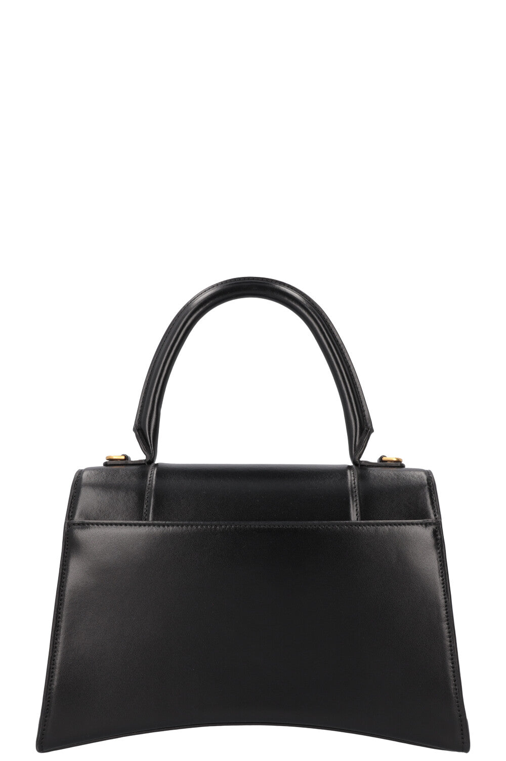 BALENCIAGA Sac Hourglass Hinge Medium Cuir Noir Or