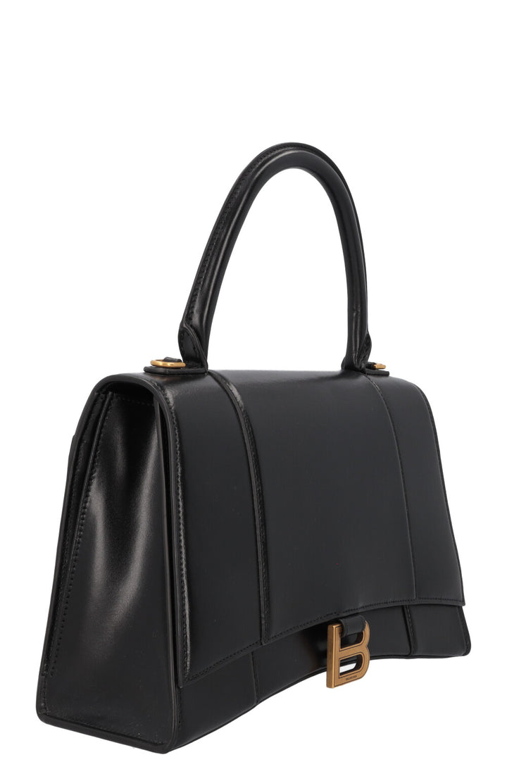 BALENCIAGA Hourglass Hinge Medium bag Leather Black Gold