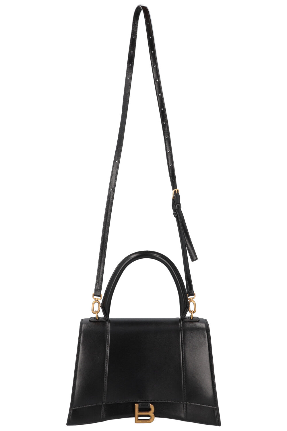 BALENCIAGA Hourglass Hinge Medium bag Leather Black Gold