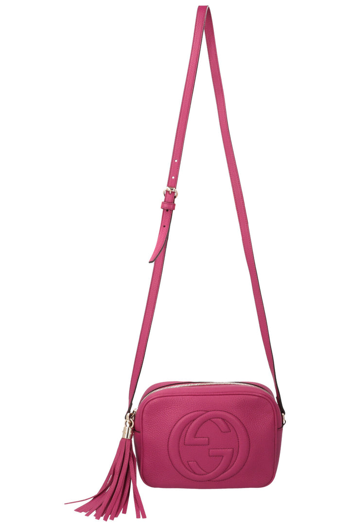 GUCCI Soho Disco Crossbody Bag Leather Fuchsia