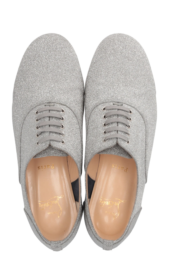 CHRISTIAN LOUBOUTIN Glitter Flats Silver