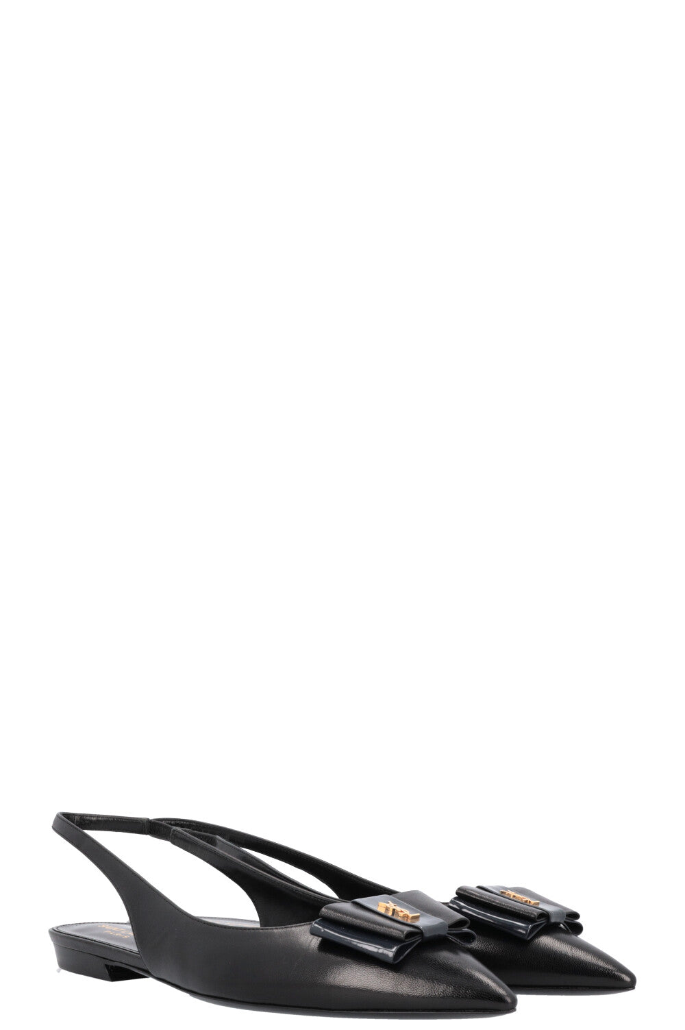 SAINT LAURENT Anaïs Bow Flats Leather Black