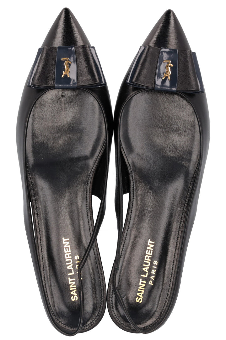 SAINT LAURENT Ballerines Anaïs Bow Cuir Noir