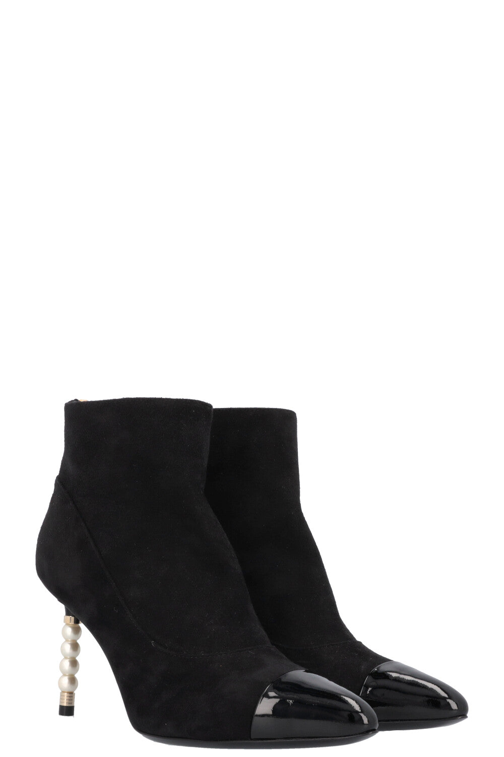 CHANEL Pearl Boots Suede Black