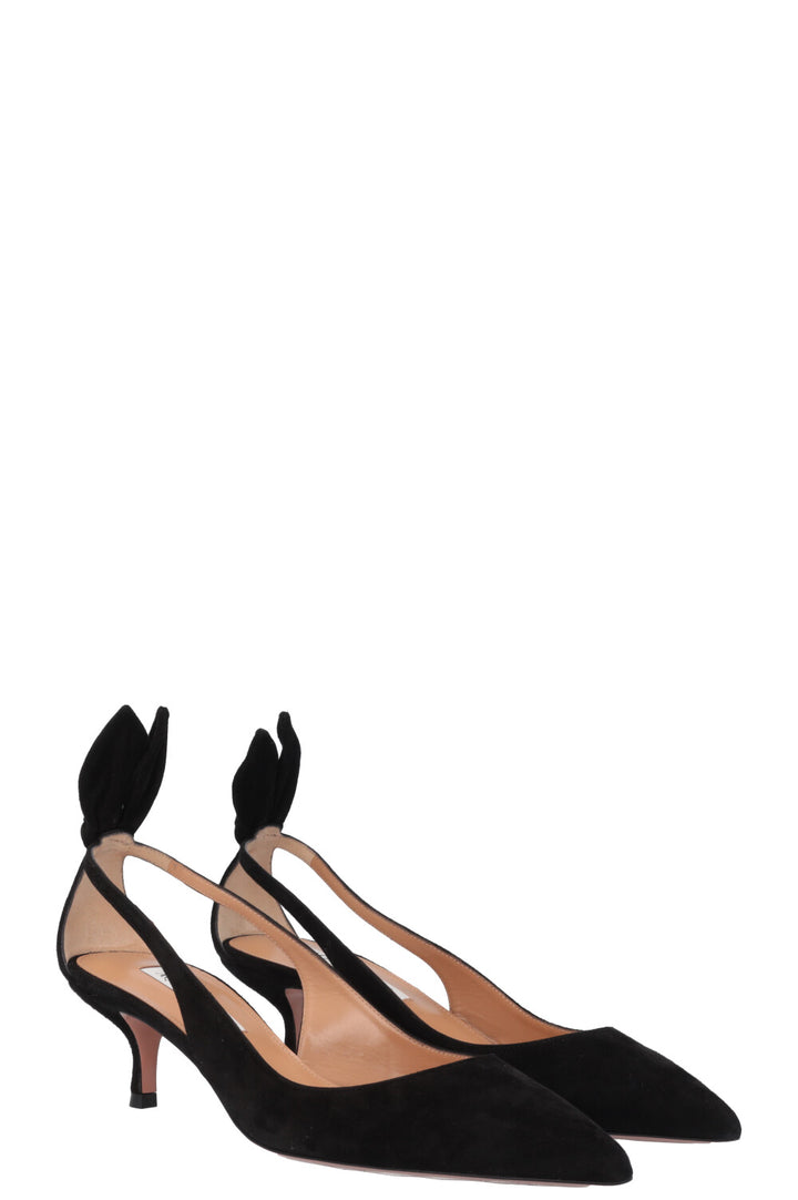 AQUAZZURA Bow Tie Heels Suede Black