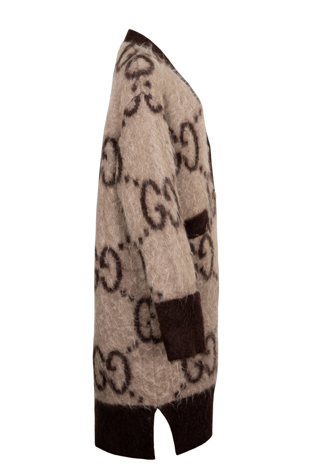 GUCCI Reversible GG Knit Cardigan Mohair Brown