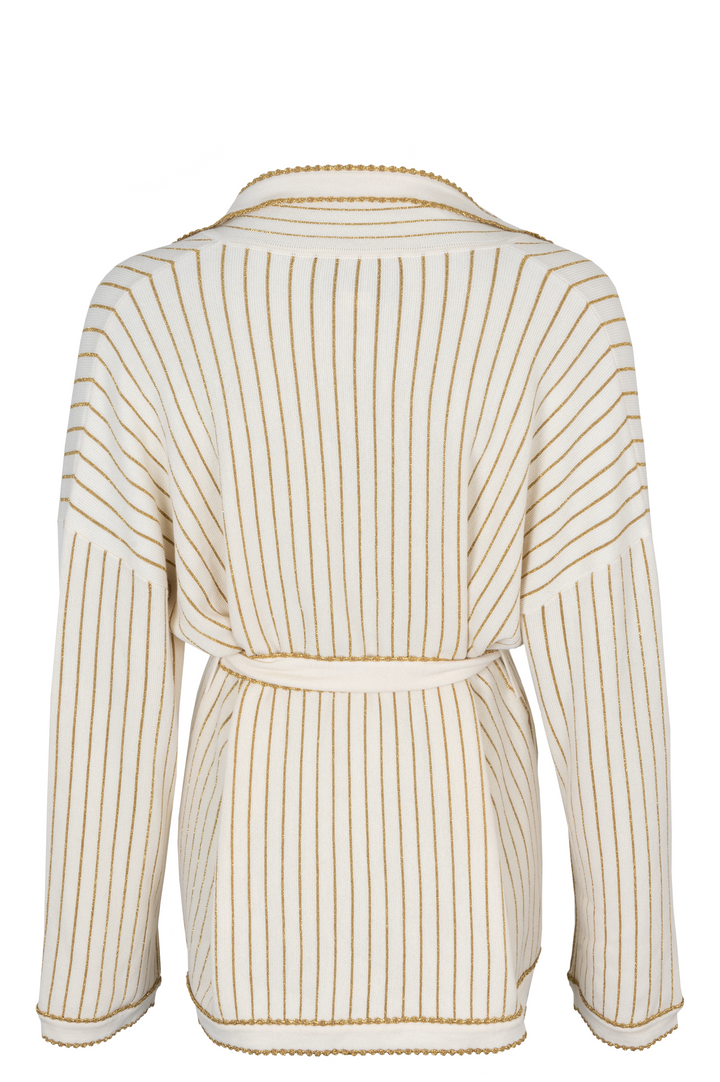 GUCCI Belted Knit Cardigan Wool Ivory Gold