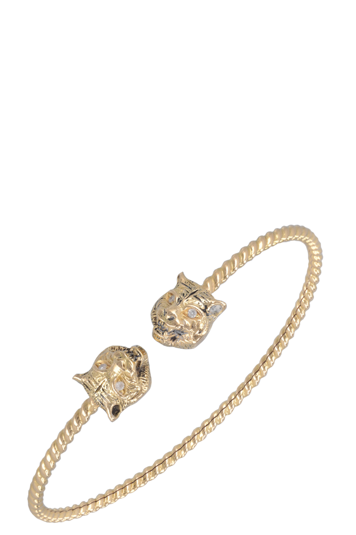 GUCCI Le Marche Des Vermeilles Tiger Head Bracelet 18k Yellow Gold