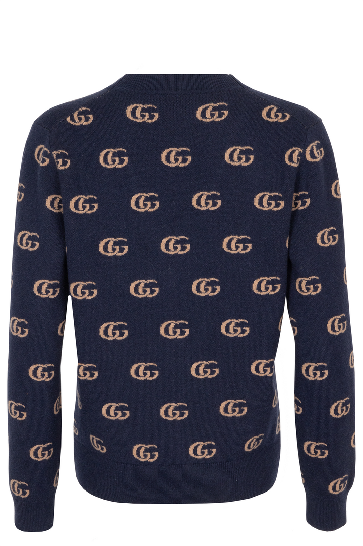 GUCCI GG Cardigan Navy Cashmere