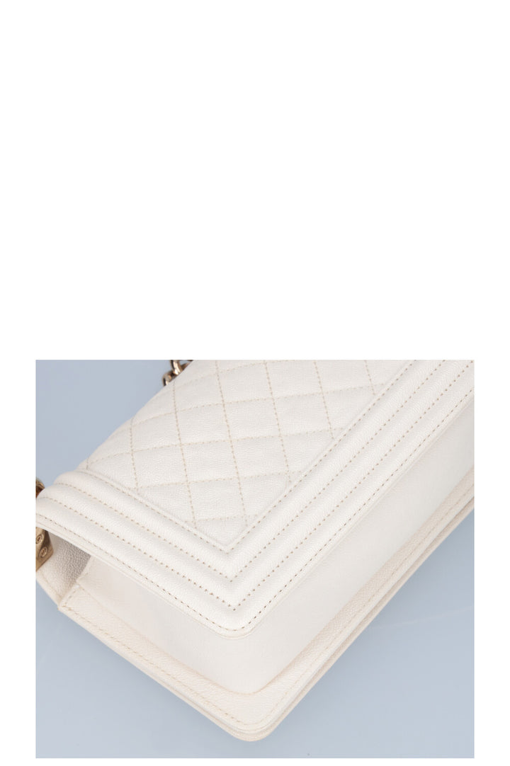 CHANEL Small Boy Bag Caviar Ivory