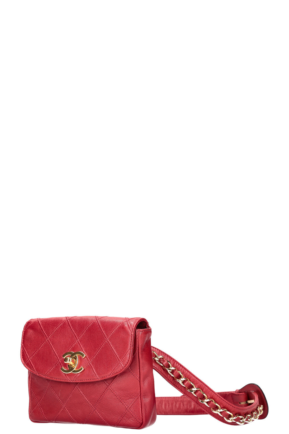 CHANEL Belt Bag Matelassé Red