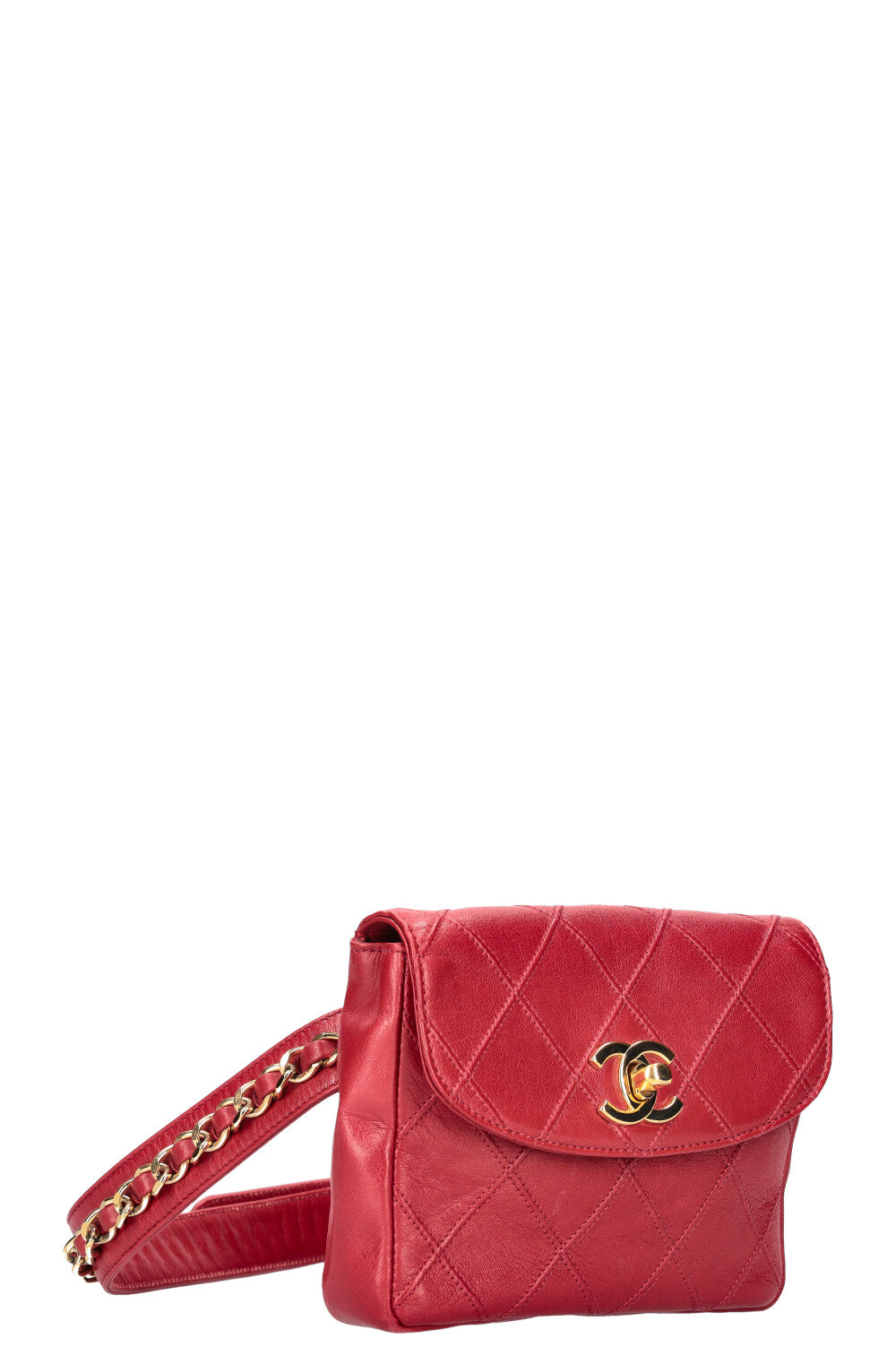 CHANEL Belt Bag Matelassé Red