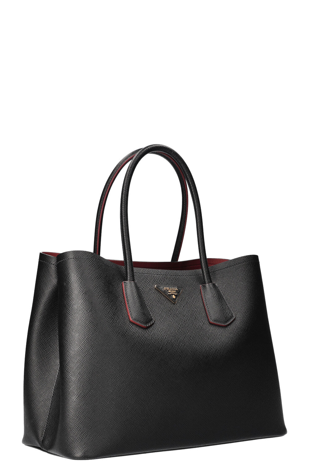 Prada saffiano black and red on sale