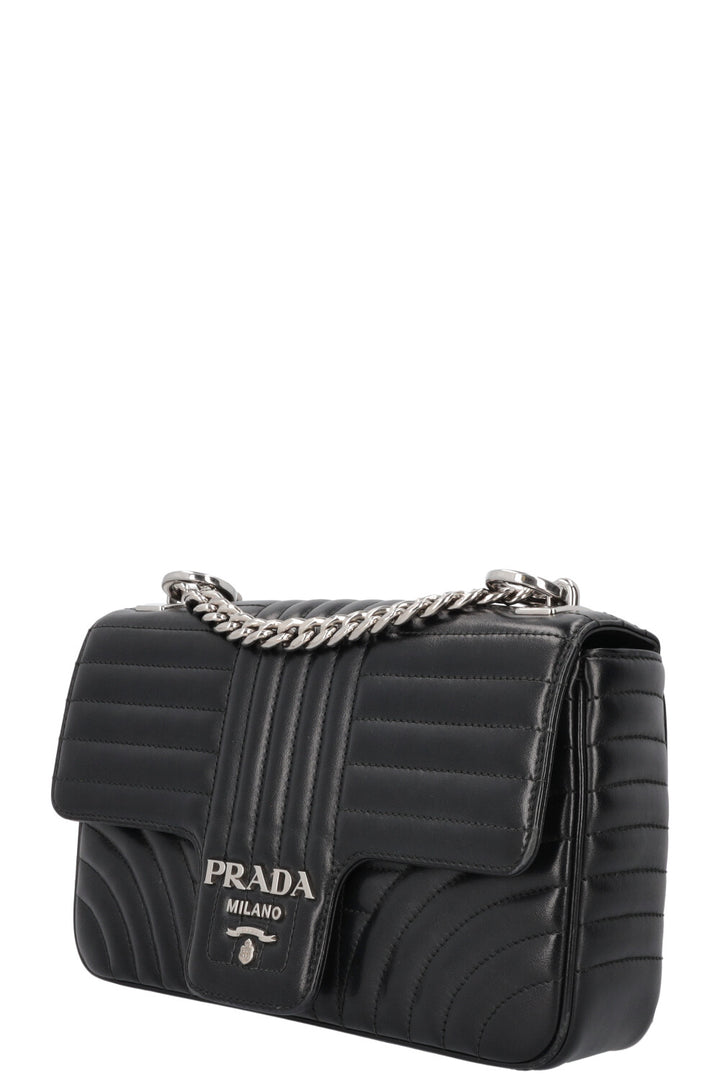 Sac à rabat avec chaîne à logo PRADA Noir