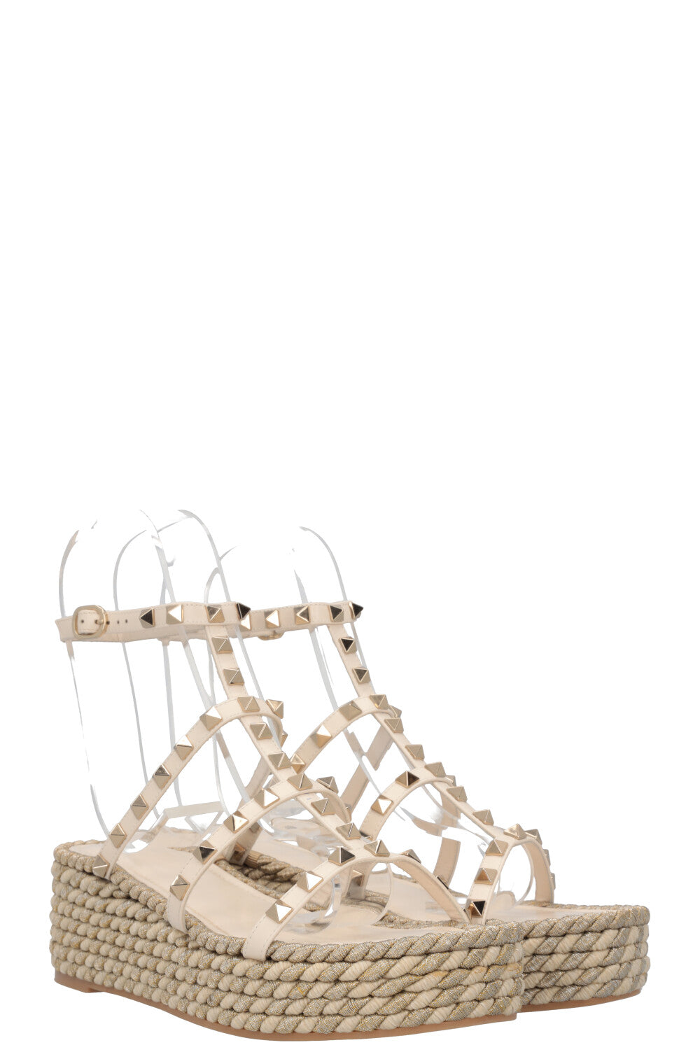 VALENTINO Rockstud Rope Flats Ivory