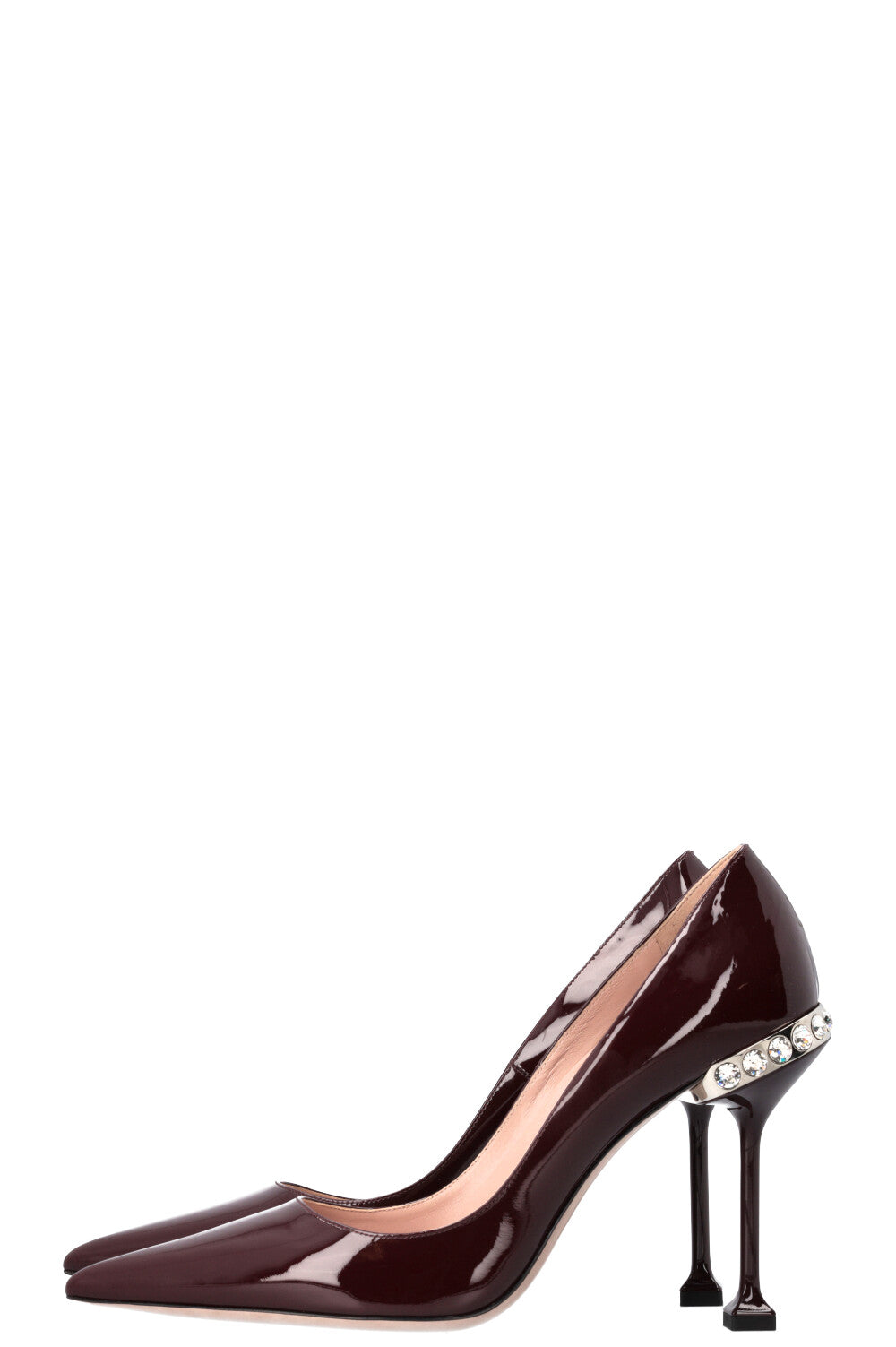 MIUMIU Talons En Cristal Vernis Bordeaux