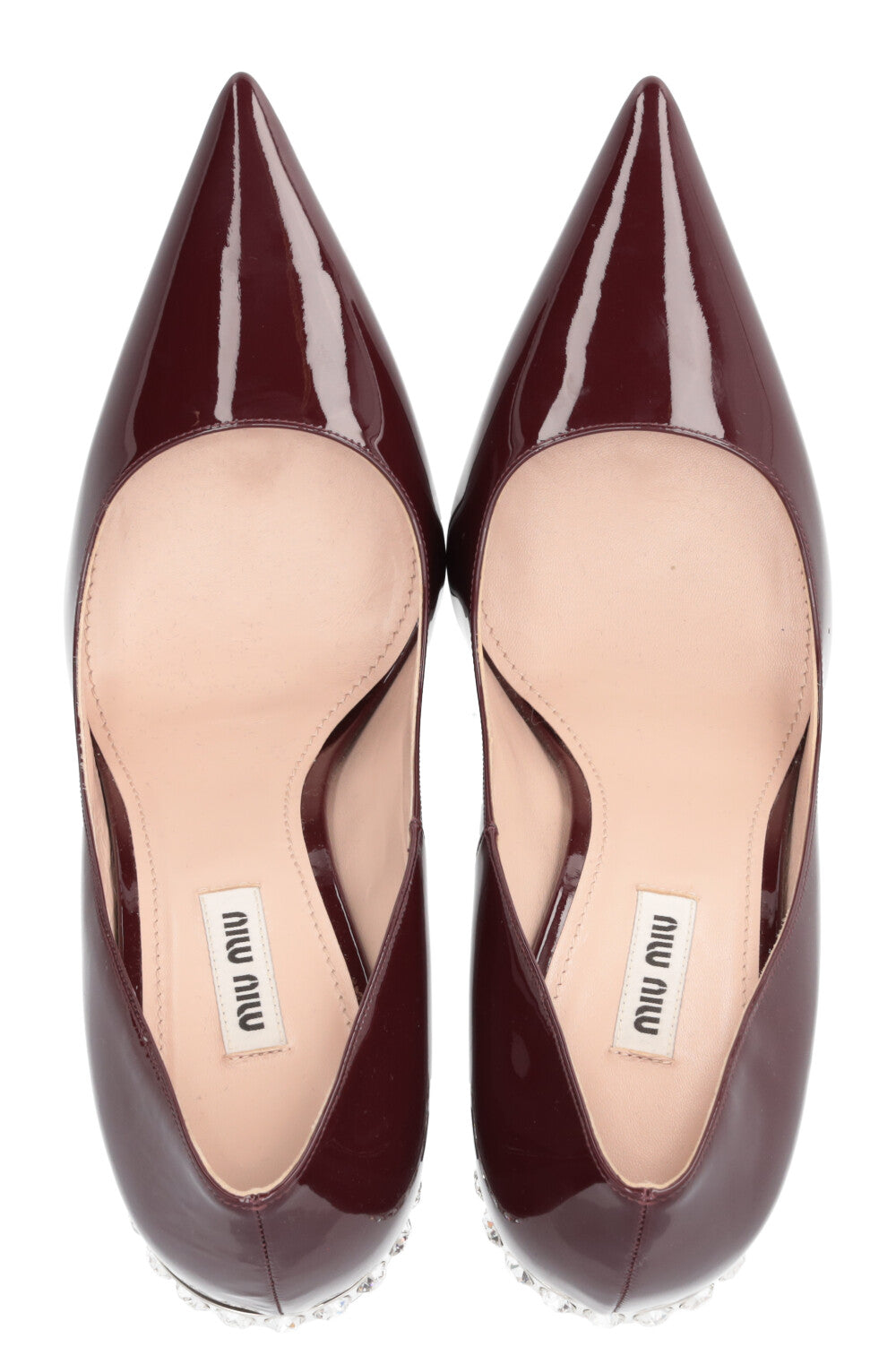 MIUMIU Talons En Cristal Vernis Bordeaux