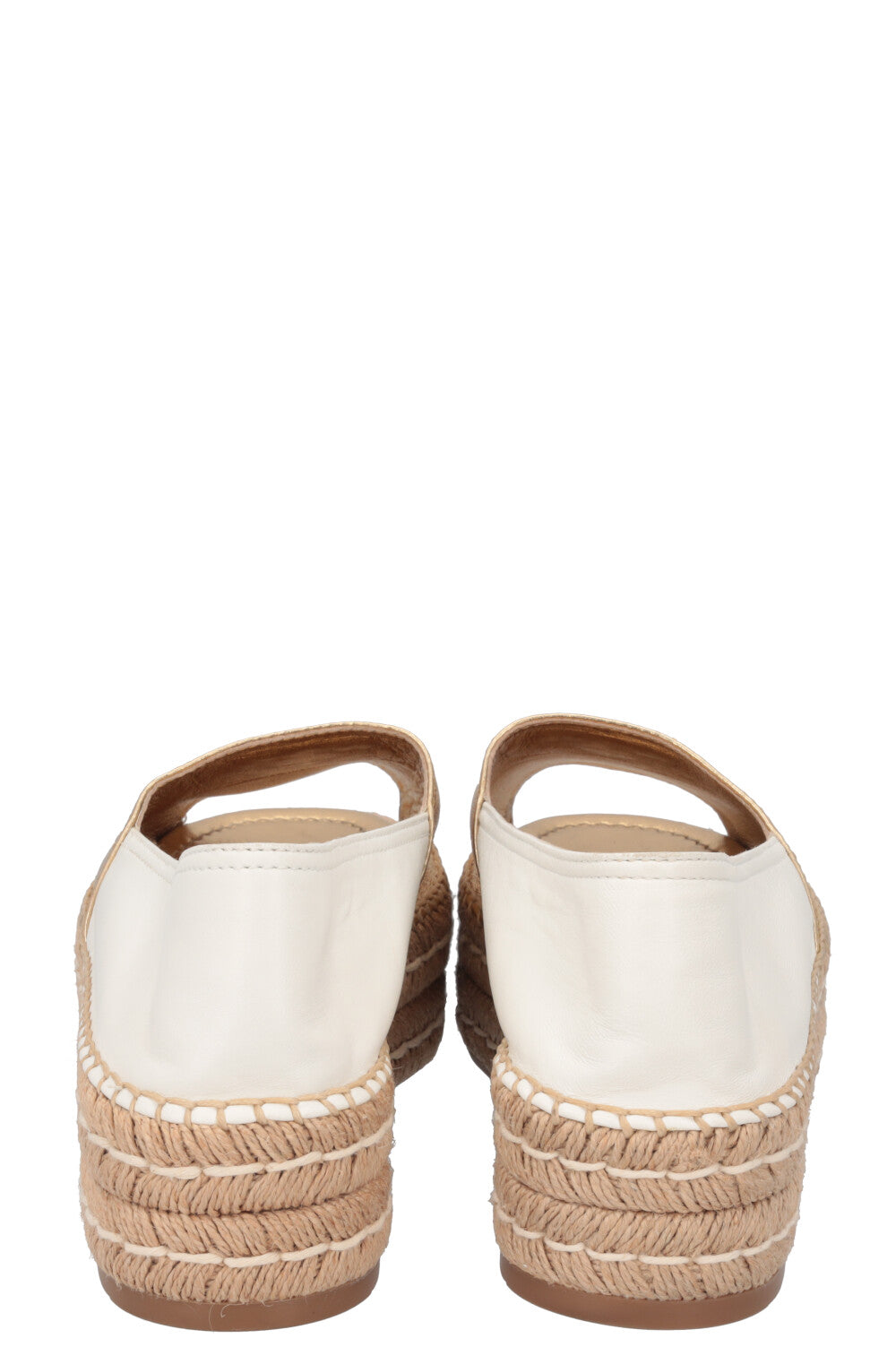 PRADA Peep toe Espadrilles Gold White