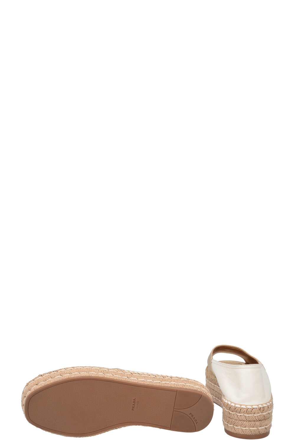 PRADA Peep toe Espadrilles Gold White