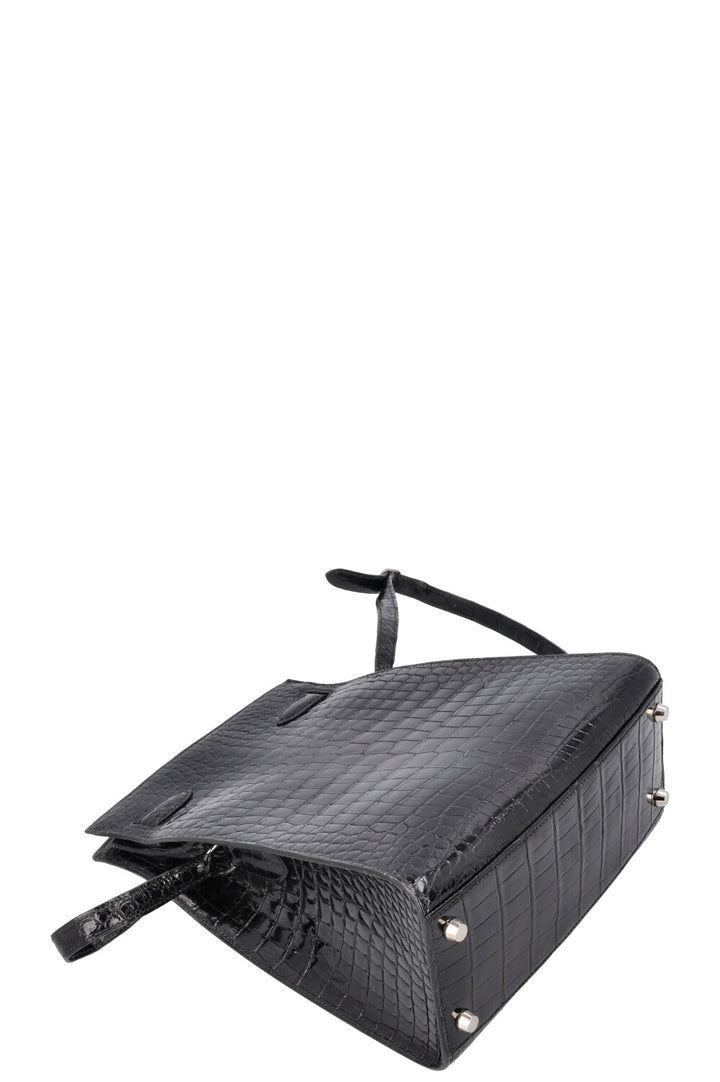 HERMÈS Kelly Sport 24 Crocodile Porosus Black