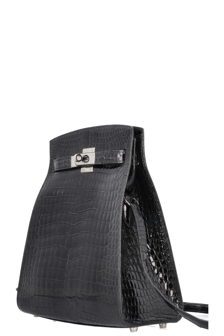 HERMÈS Kelly Sport 24 Crocodile Porosus Black