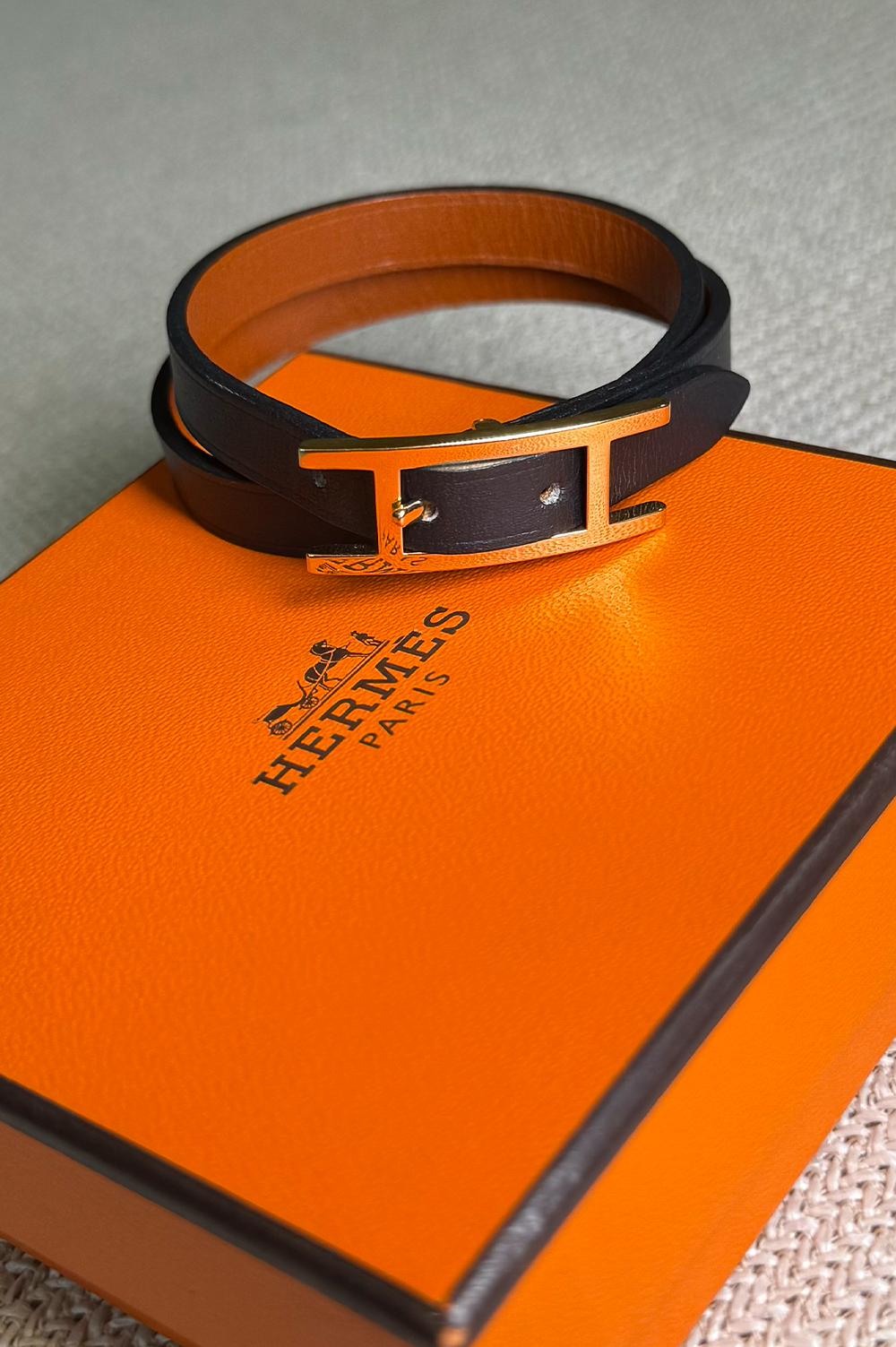 HERMÈS Behapi Double Tour Bracelet Noir