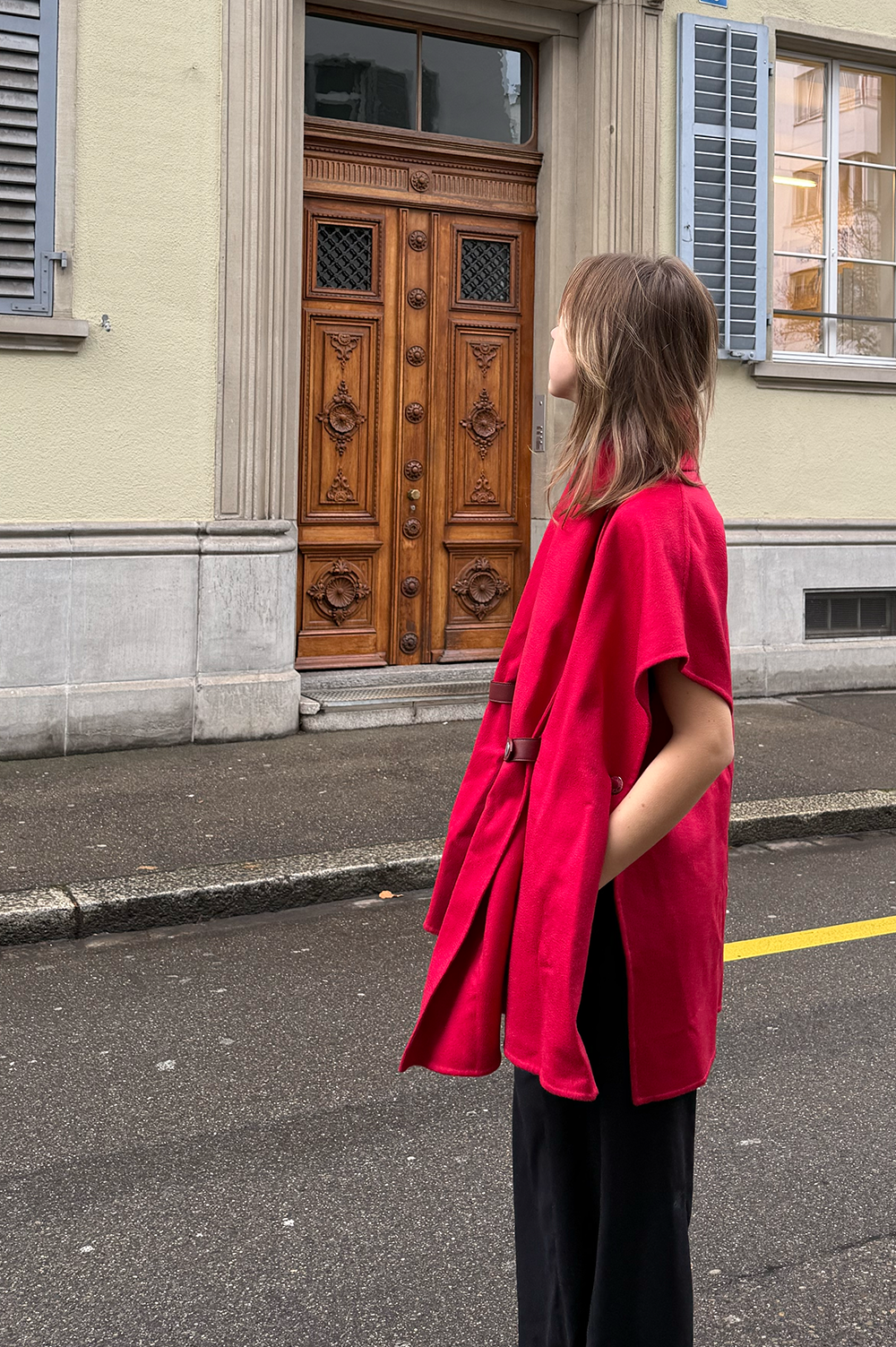 HERMÈS Cape Cashmere Rouge Folie