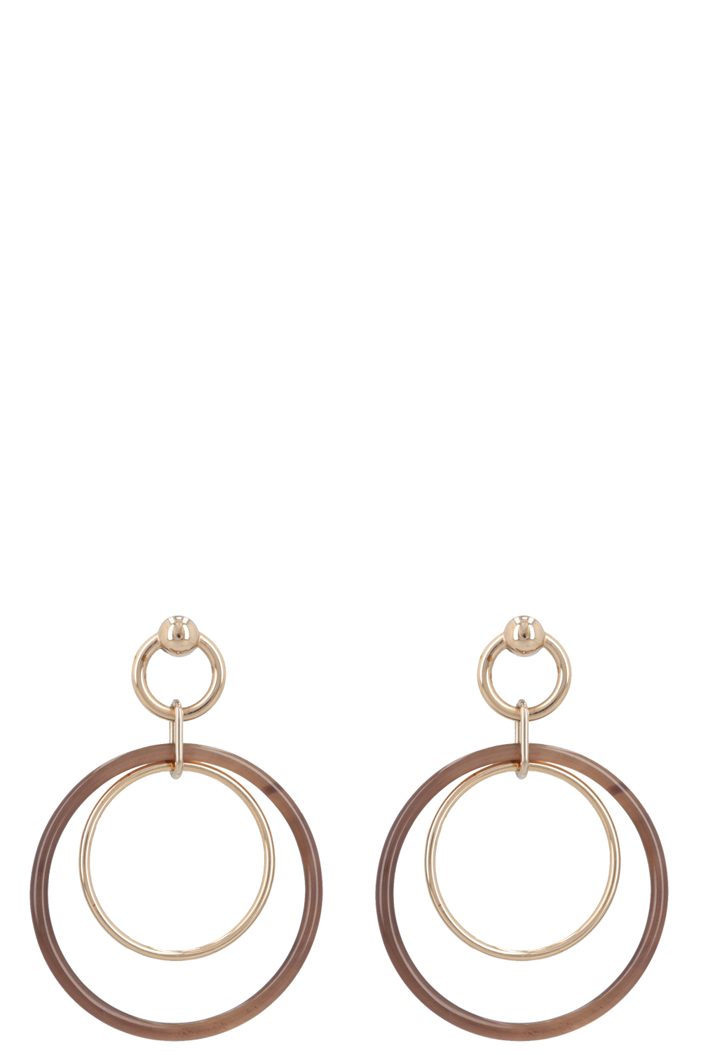 HERMÈS Amulette Duo Earrings Gold Brown