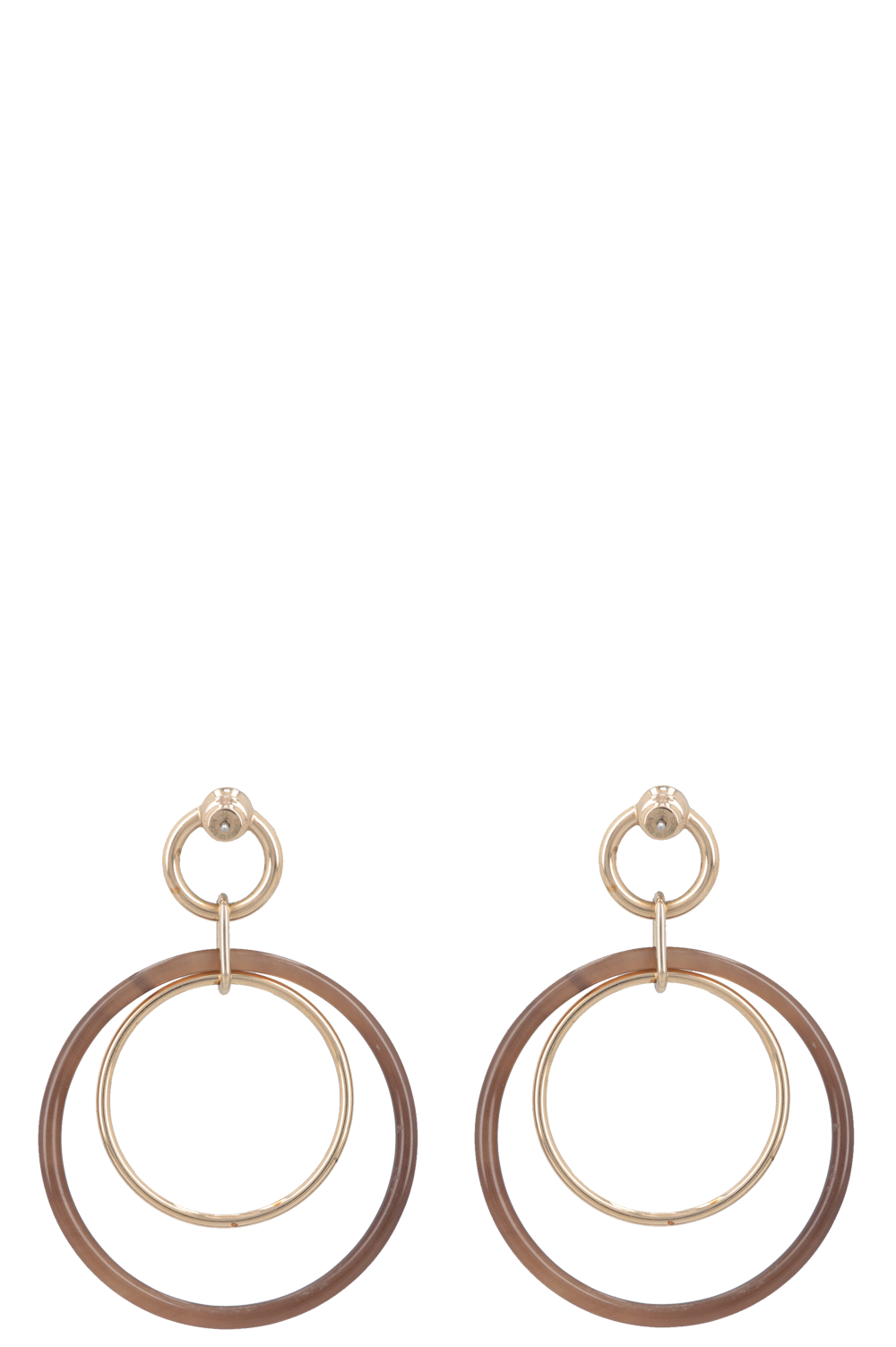 HERMÈS Amulette Duo Earrings Gold Brown