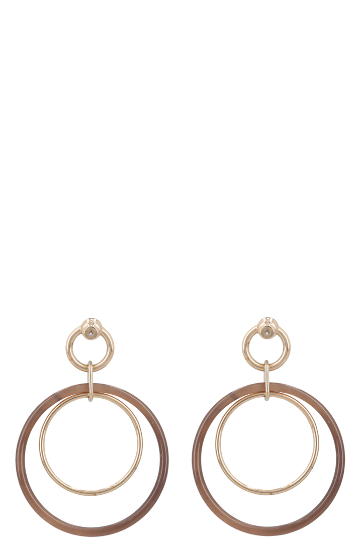 HERMÈS Amulette Duo Earrings Gold Brown