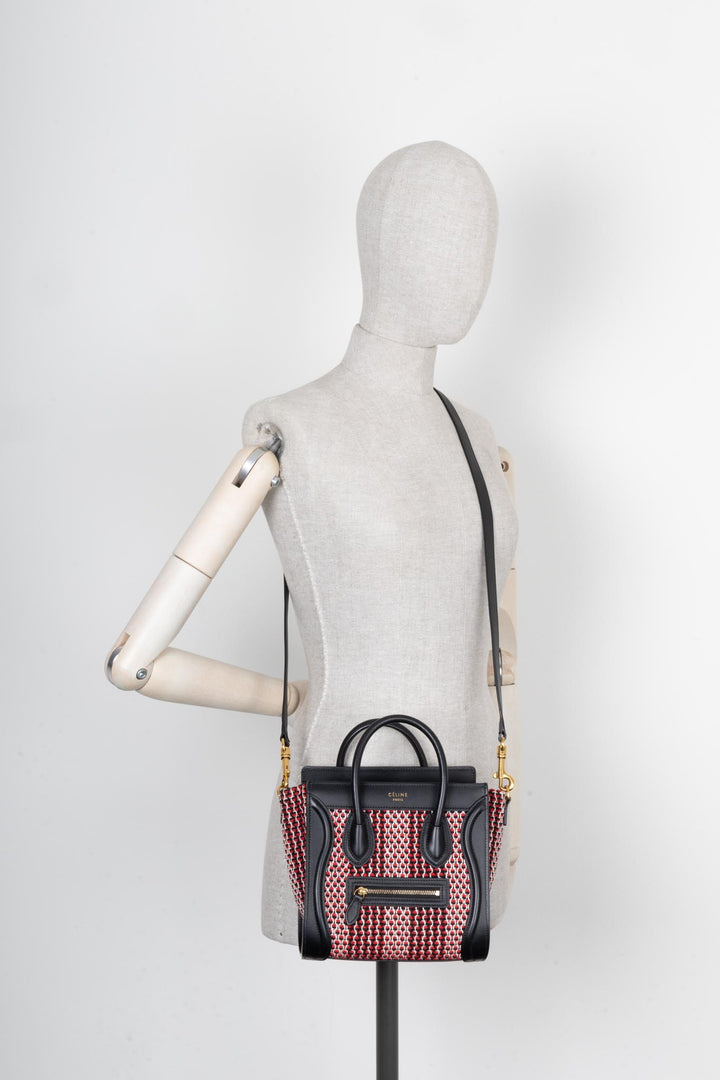 Bagage CÉLINE Nano Knit Noir Rouge