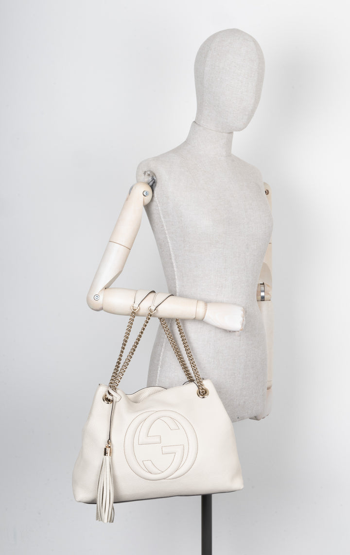 GUCCI Interlocking Soho Shoulder Bag Ivory