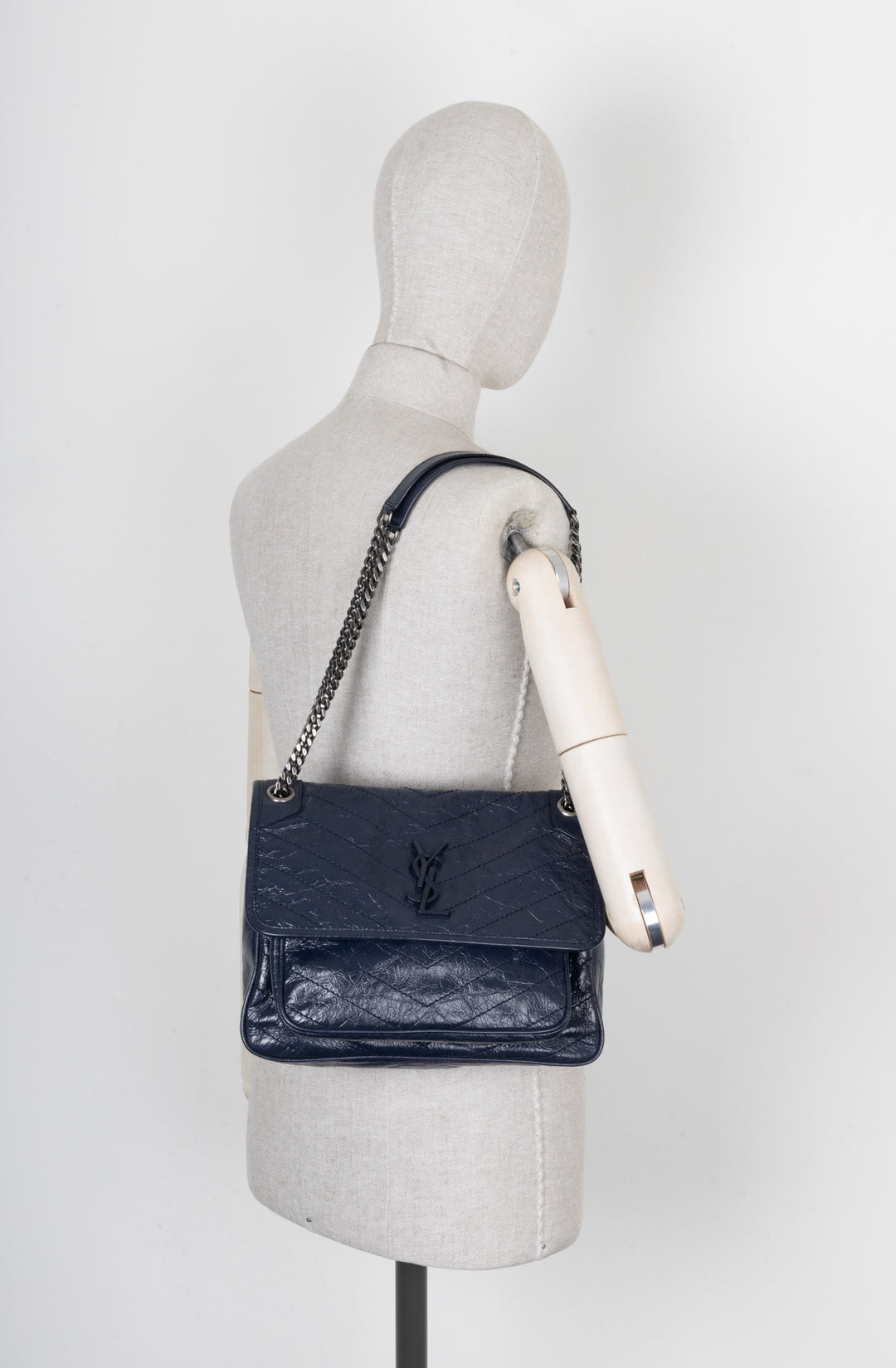 SAINT LAURENT Medium Niki Bag Vintage Leather Navy