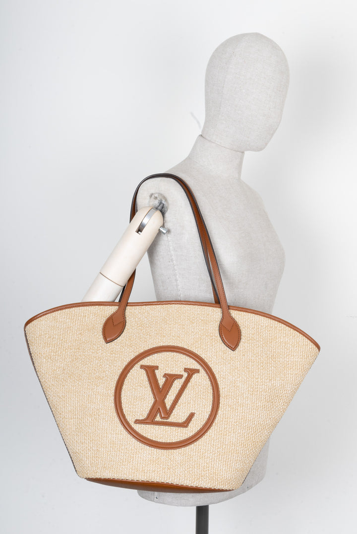 LOUIS VUITTON Sac Saint Jacques NM Raphia Beige