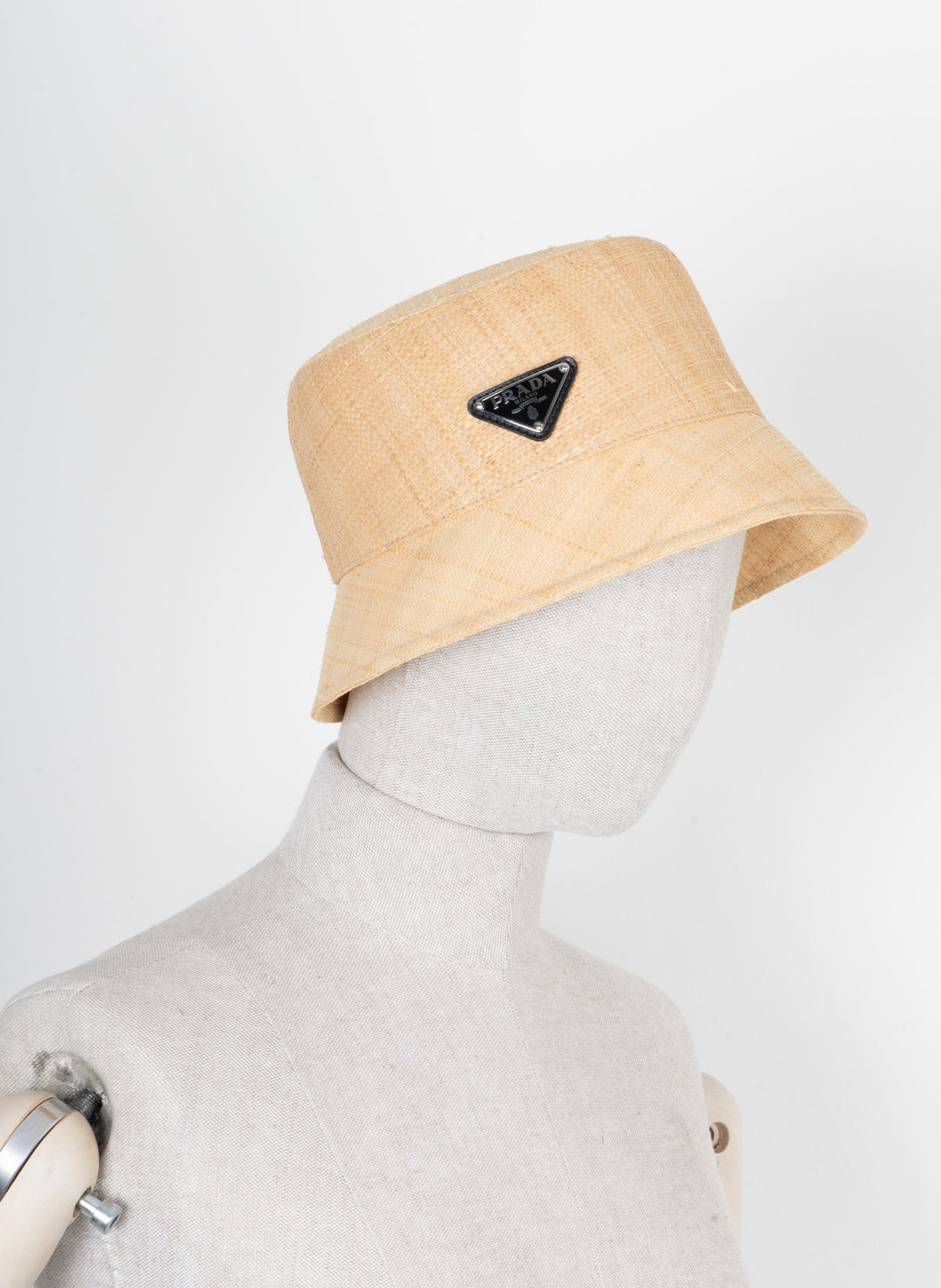 PRADA Raffia Triangle Logo Hat