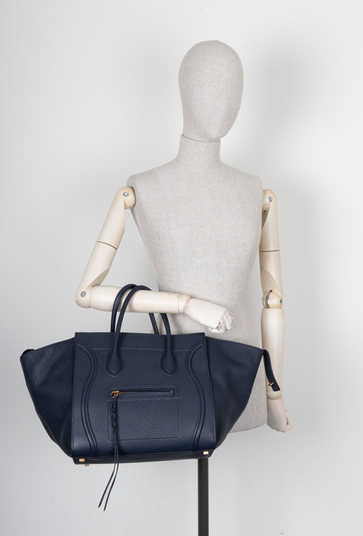 CÉLINE Medium Phantom Luggage Bag Leather Navy