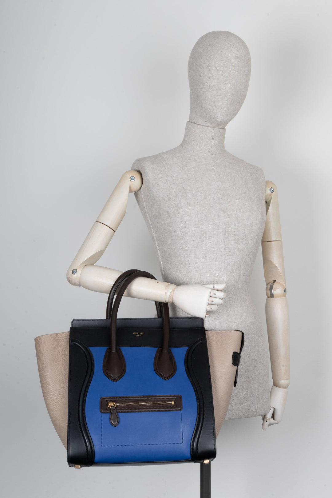 CÉLINE Mini Bagage Cuir Bleu Noir Beige Marron