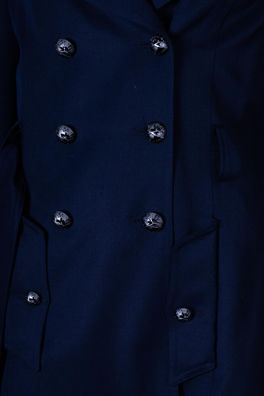 CHANEL 2008 Short Trench Coat Navy