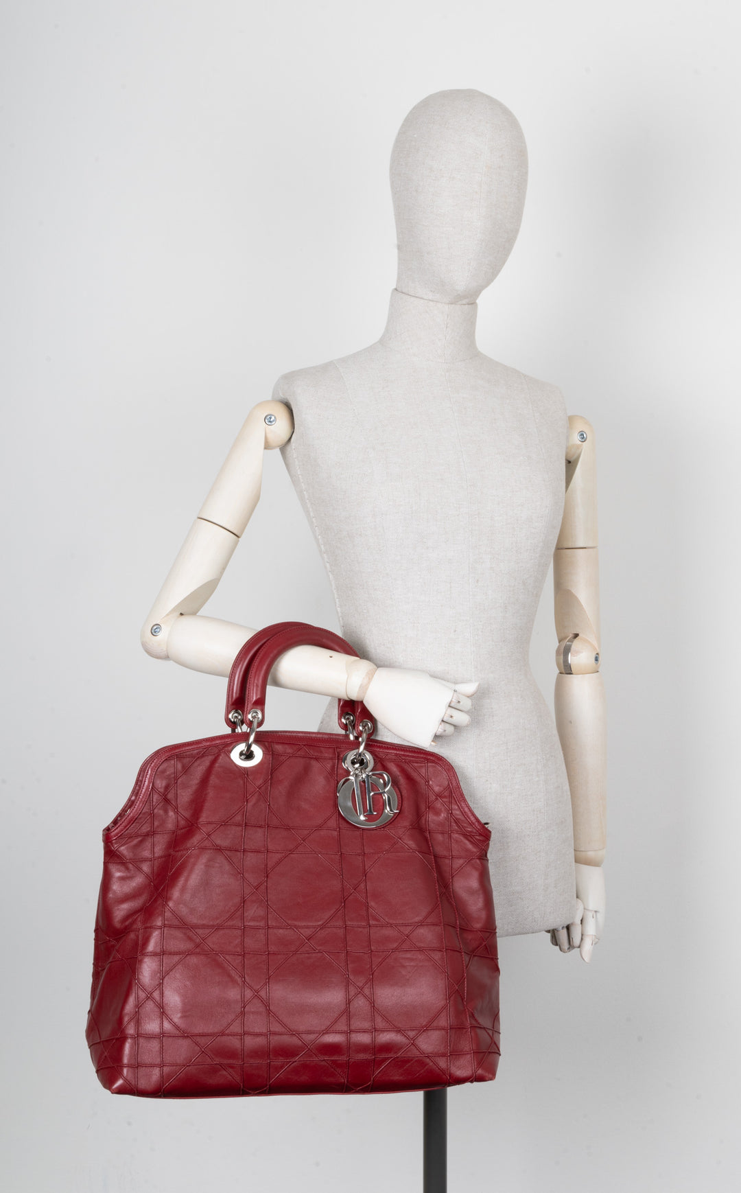 CHRISTIAN DIOR Granville Bag Cannage Red Leather