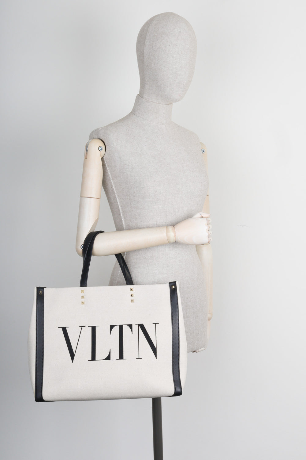 Valentino Vltn Grande Plage Medium Canvas & Leather Tote