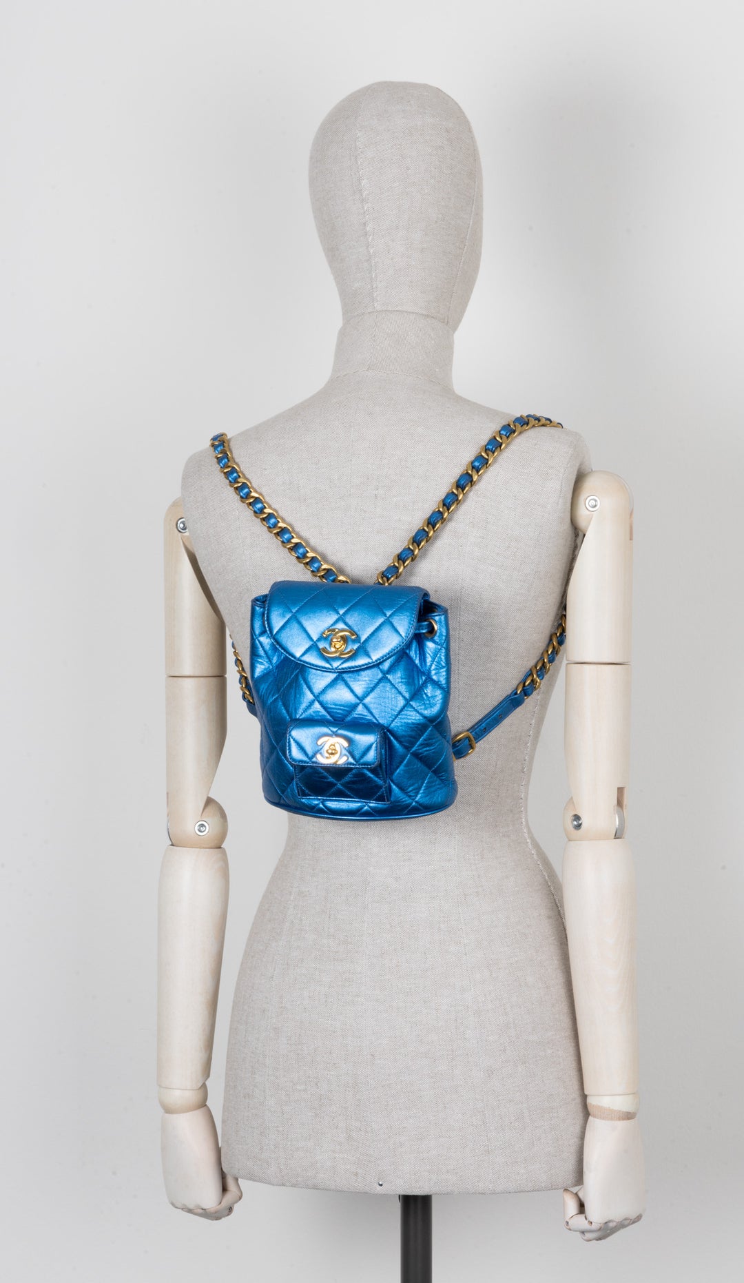 CHANEL Duma Mini sac à dos Bleu métallisé