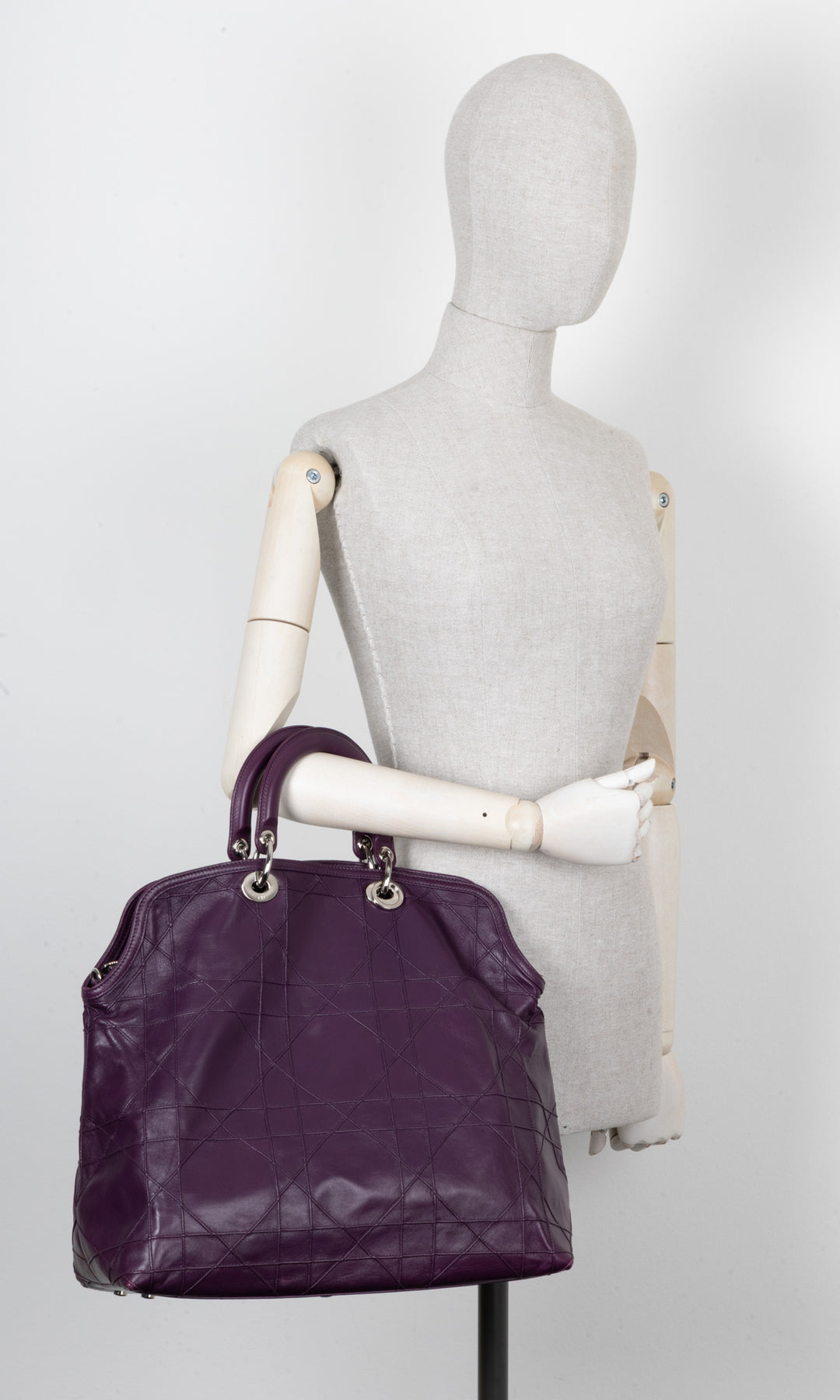 CHRISTIAN DIOR Granville Cannage Tote Bag Purple