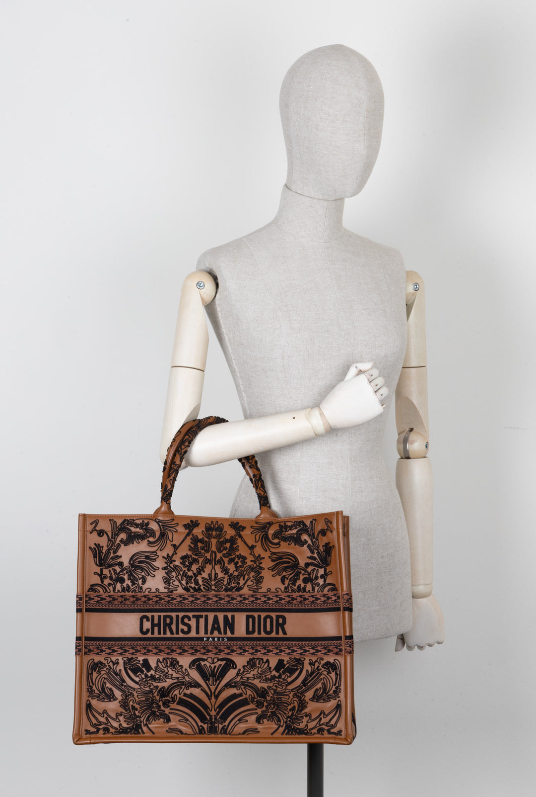 CHRISTIAN DIOR Grand Book Tote Cuir Marron Noir