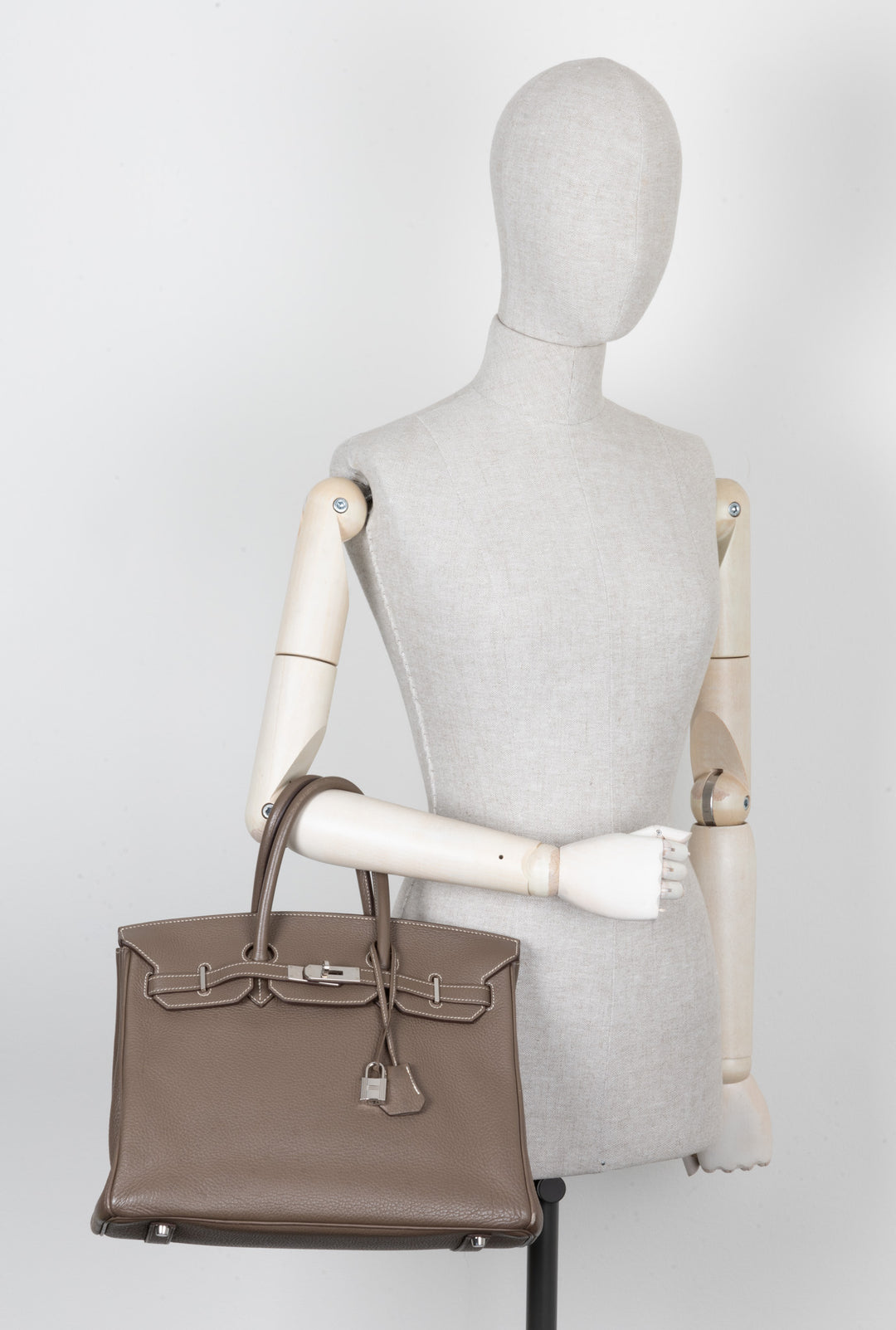 HERMÈS Birkin 35 Clemence Etoupe Palladium