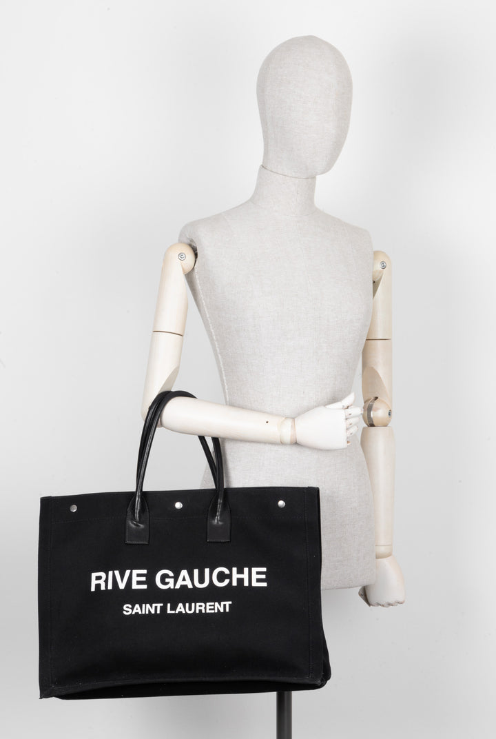 SAINT LAURENT Rive Gauche Tote Black Canvas