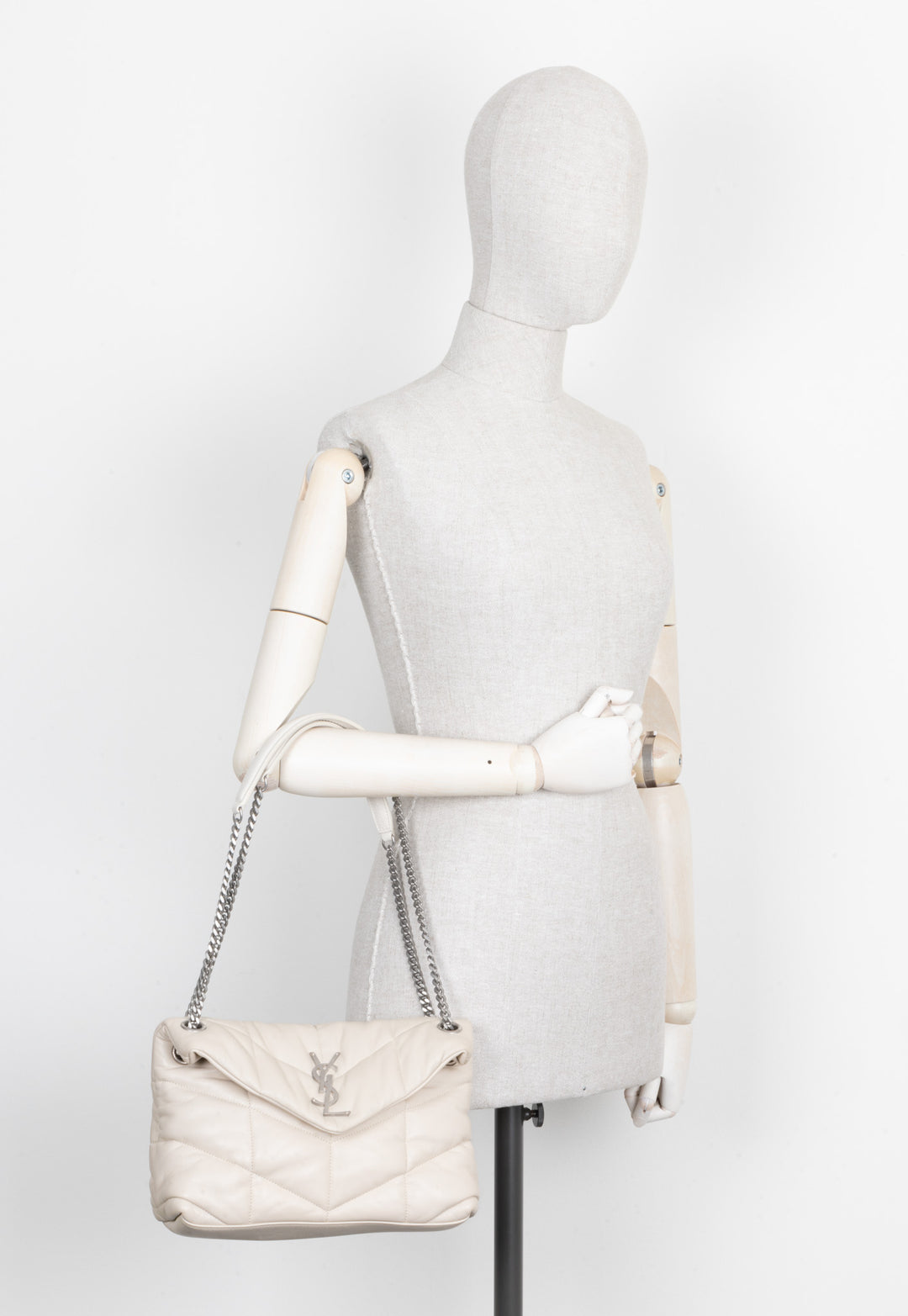 SAINT LAURENT Lou Lou Puffer Crossbody Bag Ivory