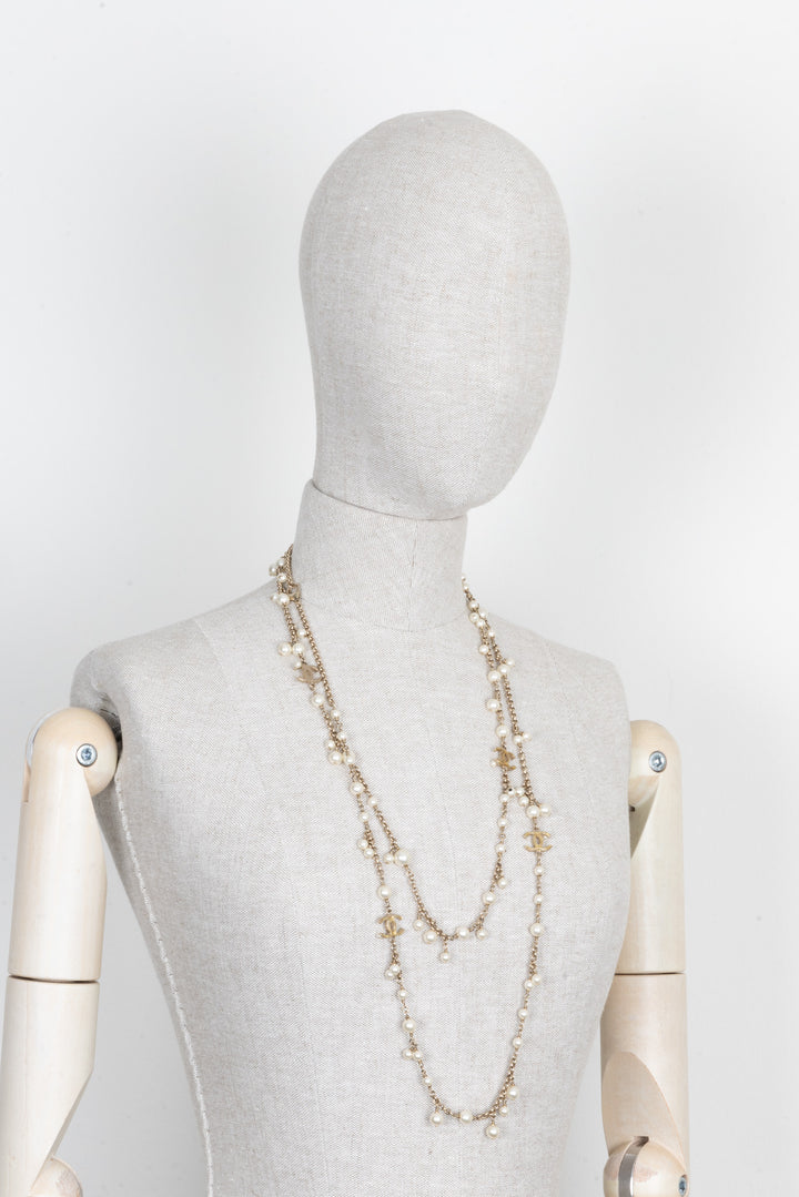 CHANEL 2013 CC Faux Pearl Necklace