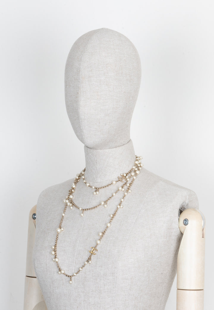 CHANEL 2013 CC Faux Pearl Necklace